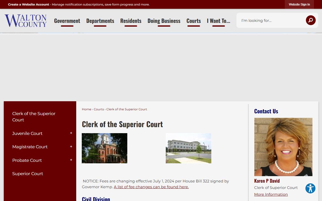 Walton County Clerk of the Superior Court records county clerk page