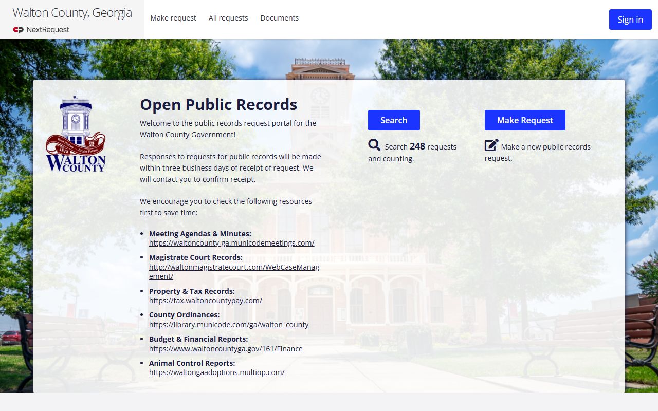 Walton County Clerk of the Superior Court records NextRequest public records portal