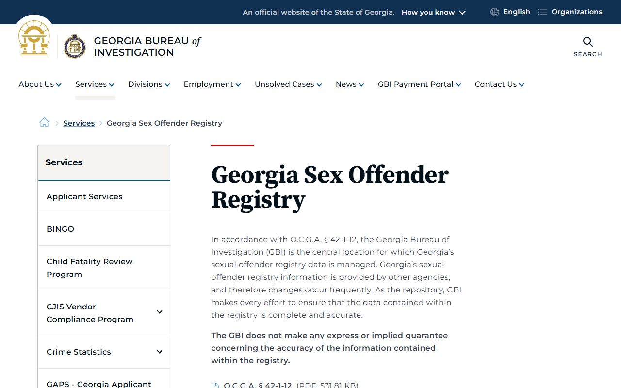 Walton County arrest records GBI sex offender registry service page