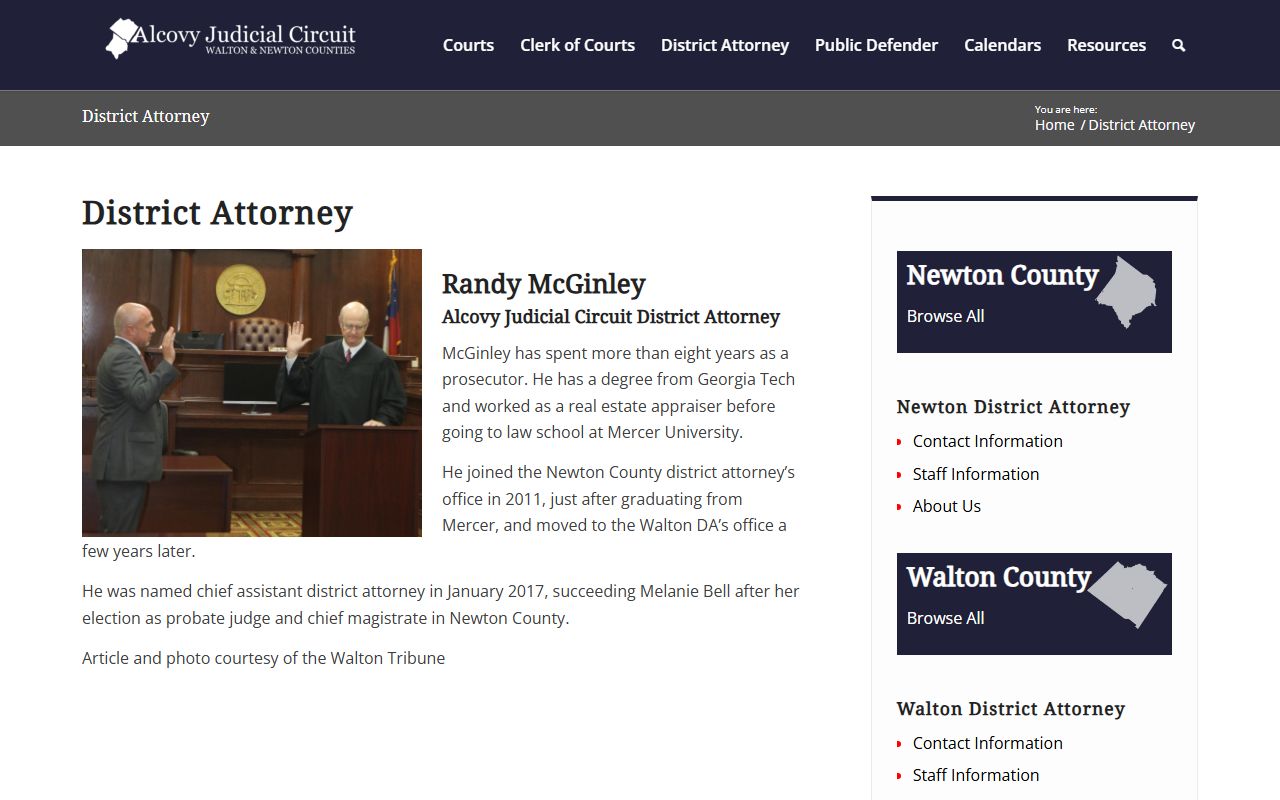 Walton County criminal court records Alcovy District Attorney overview