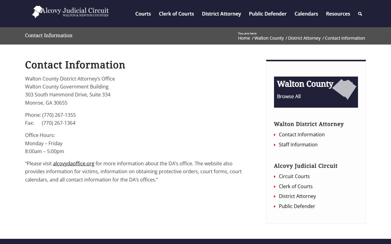 Walton County criminal court records District Attorney contact information
