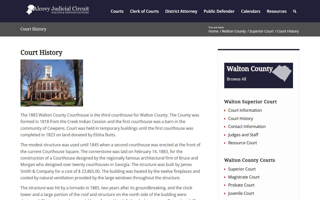 Walton County Superior Court records court history page