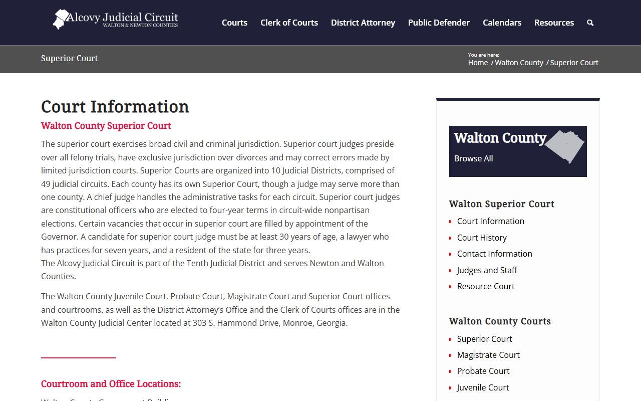 Walton County Superior Court records Alcovy Circuit Superior Court page