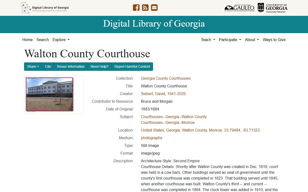 Walton County court records Digital Library courthouse record