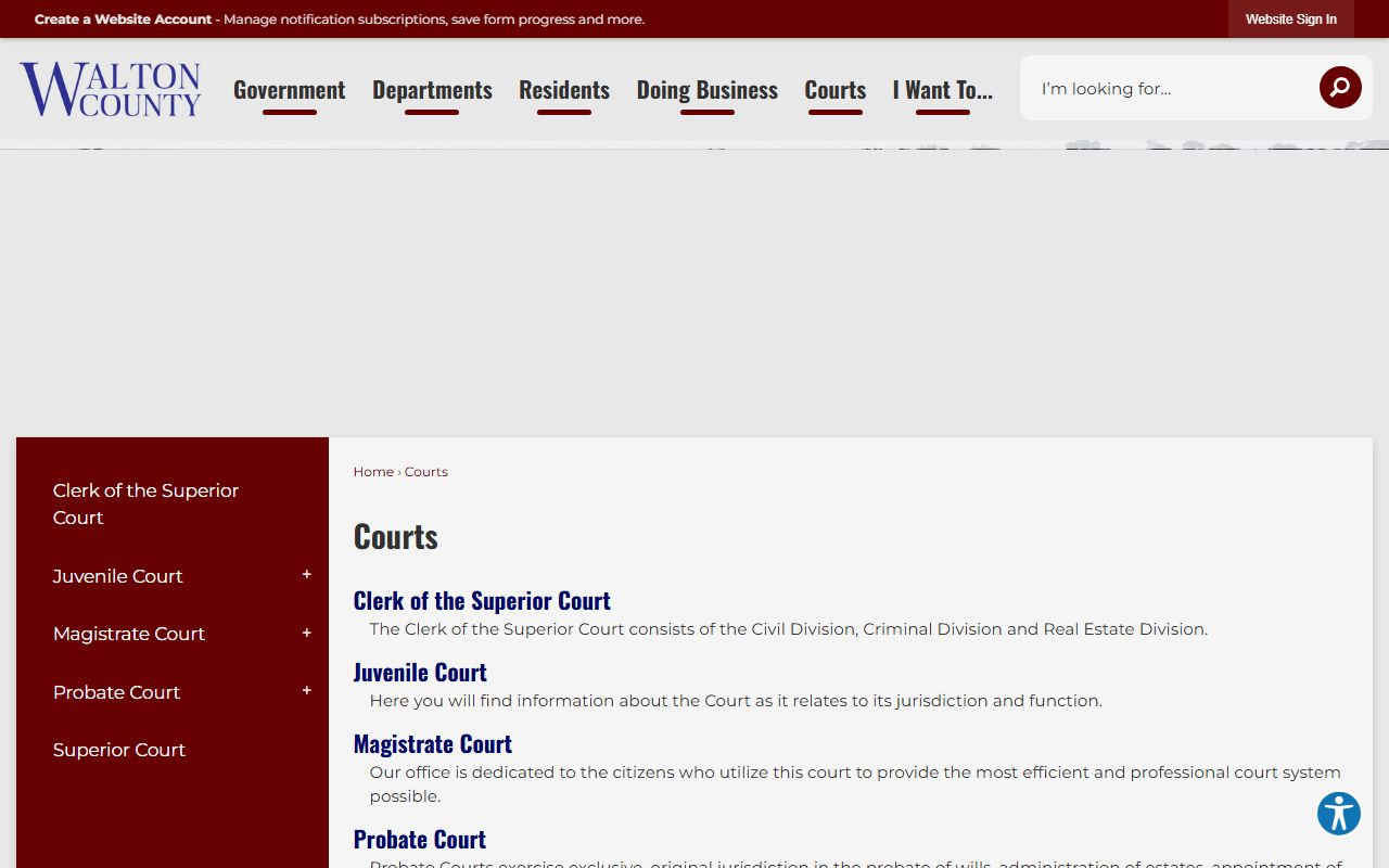 Walton County court records court landing page