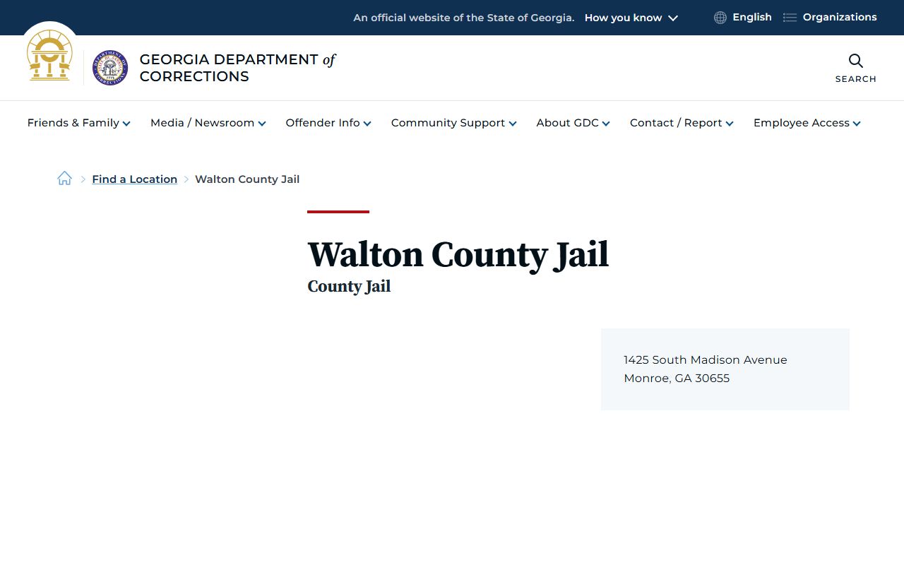 Walton County inmate search Georgia Department of Corrections jail listing