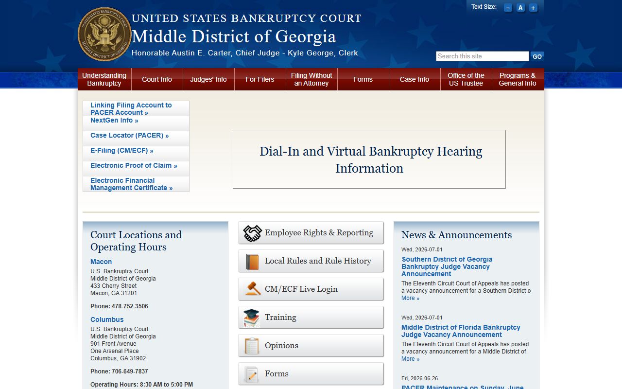 Walton County inmate search Middle District of Georgia Bankruptcy Court federal records
