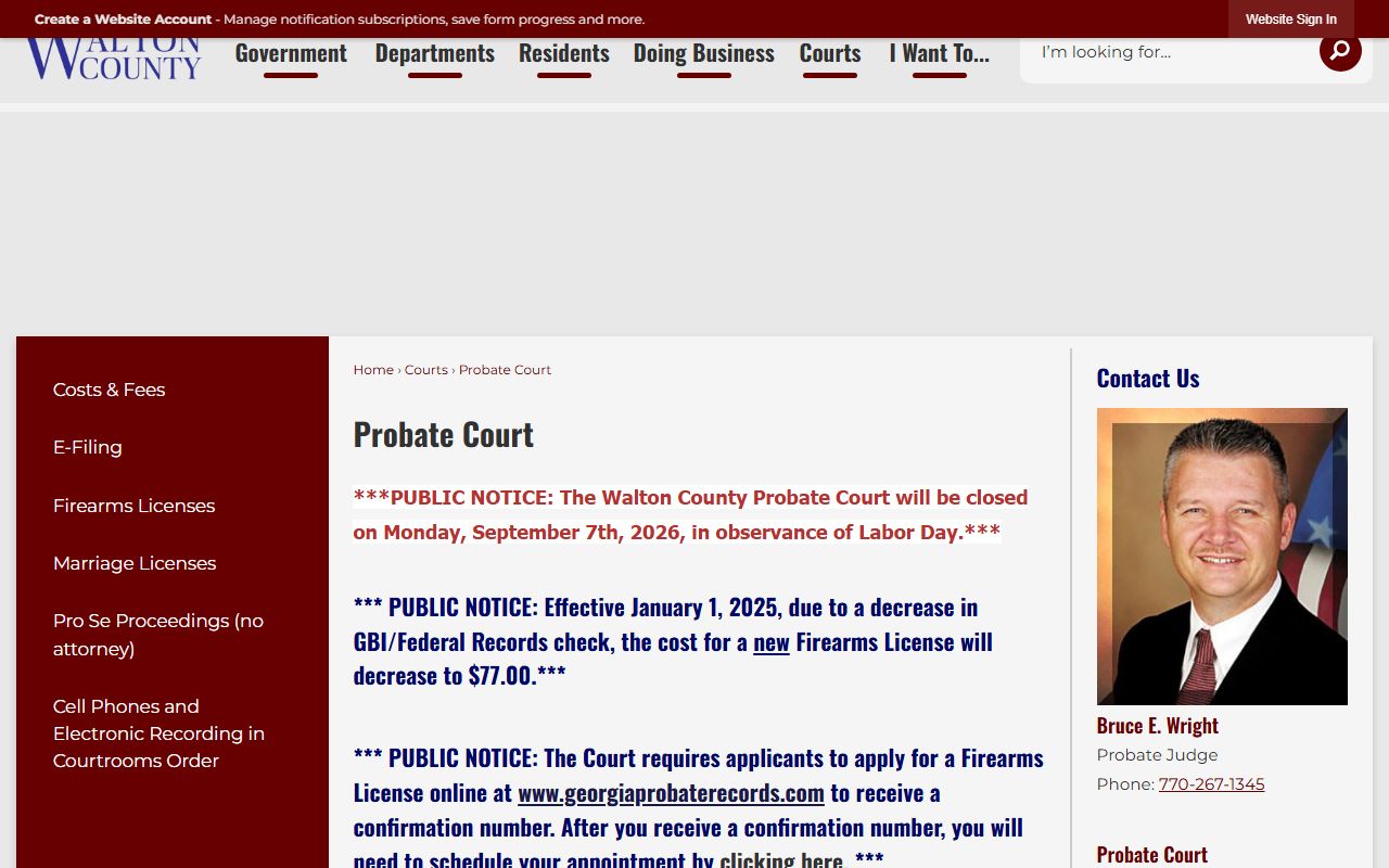 Walton County probate records Probate Court office page