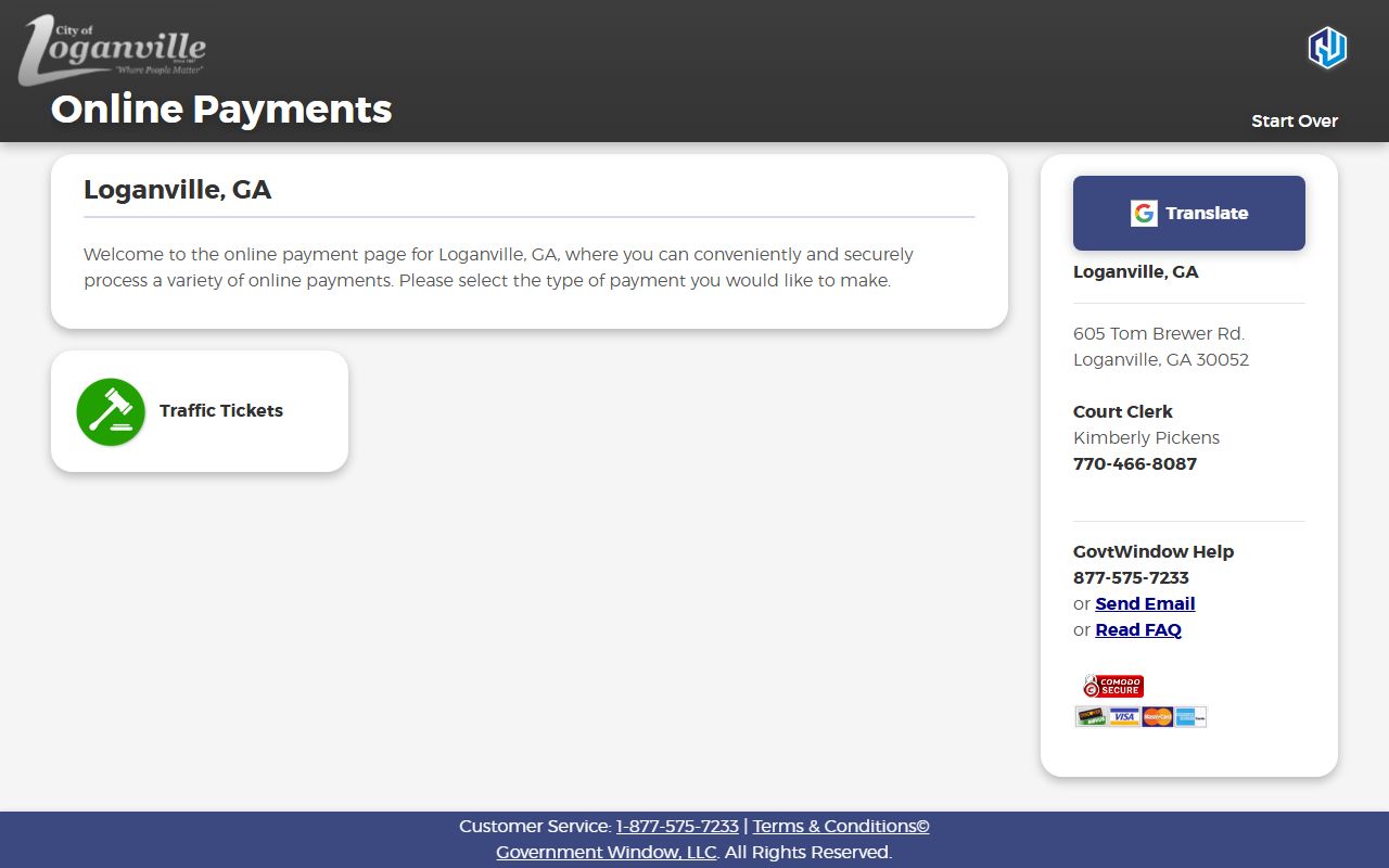 Walton County traffic court records Loganville Government Window payment page