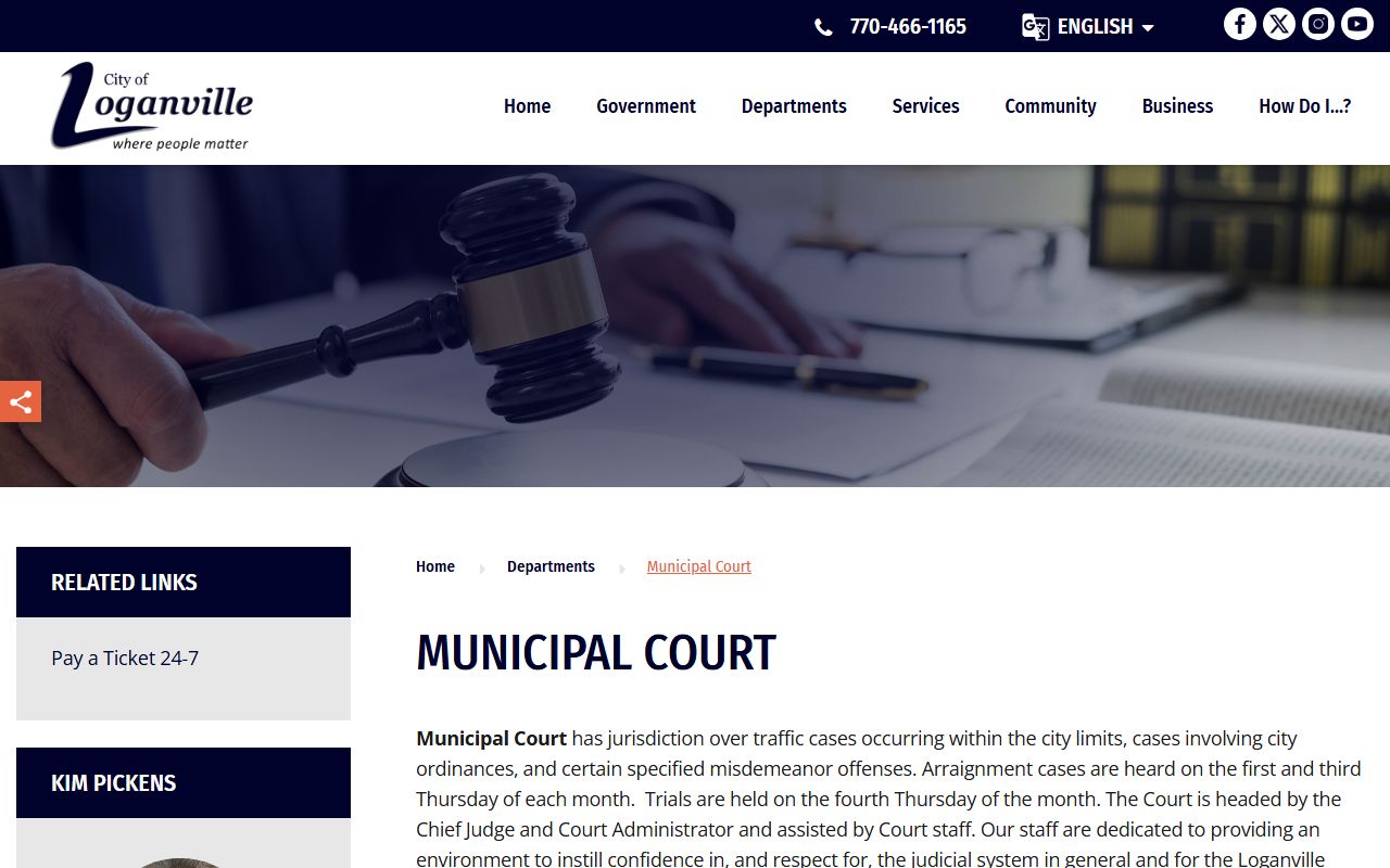 Walton County traffic court records Loganville Municipal Court page